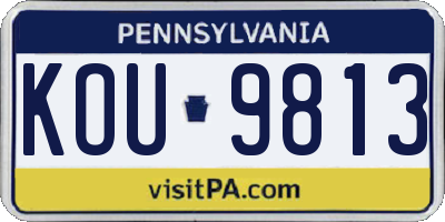 PA license plate KOU9813