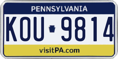 PA license plate KOU9814