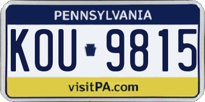 PA license plate KOU9815