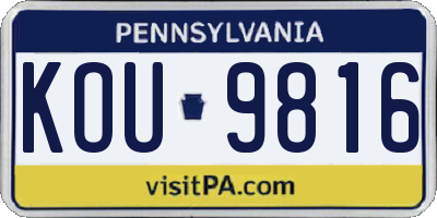 PA license plate KOU9816
