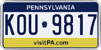 PA license plate KOU9817
