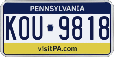 PA license plate KOU9818