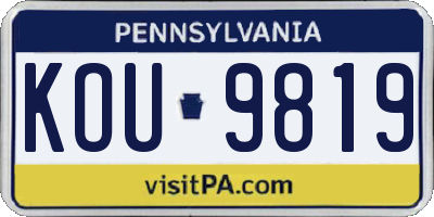 PA license plate KOU9819
