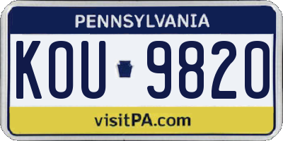 PA license plate KOU9820