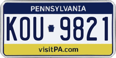 PA license plate KOU9821