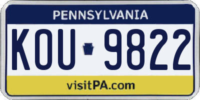PA license plate KOU9822