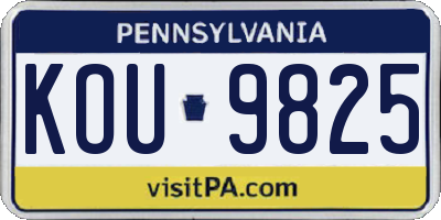 PA license plate KOU9825