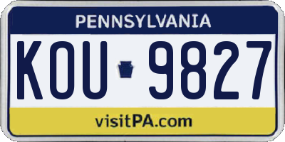 PA license plate KOU9827
