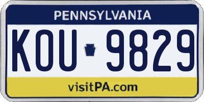 PA license plate KOU9829