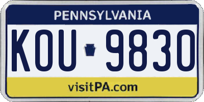 PA license plate KOU9830