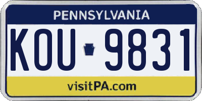 PA license plate KOU9831