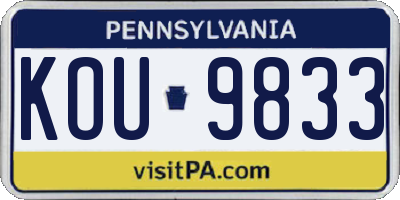 PA license plate KOU9833