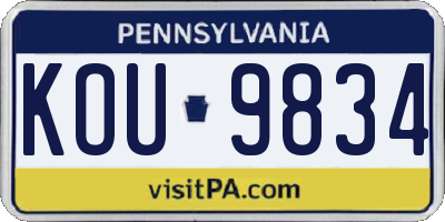 PA license plate KOU9834