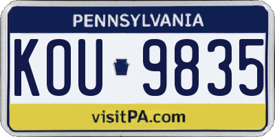 PA license plate KOU9835