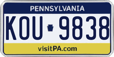PA license plate KOU9838