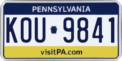 PA license plate KOU9841