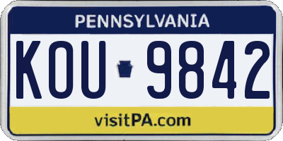 PA license plate KOU9842