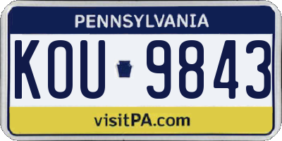 PA license plate KOU9843