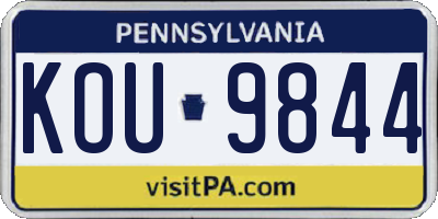 PA license plate KOU9844