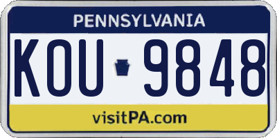 PA license plate KOU9848