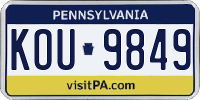 PA license plate KOU9849
