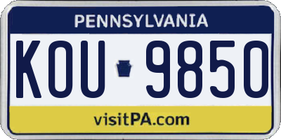 PA license plate KOU9850