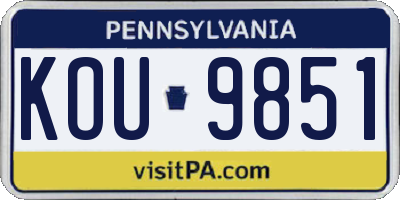 PA license plate KOU9851