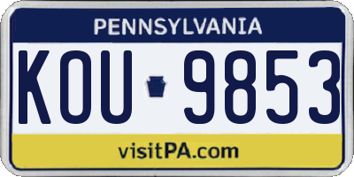 PA license plate KOU9853