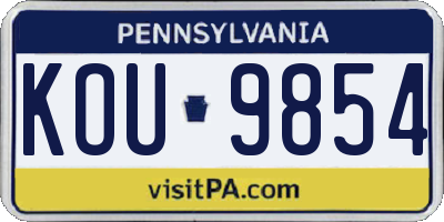 PA license plate KOU9854