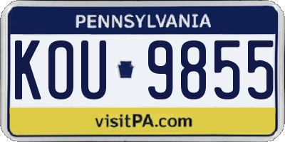 PA license plate KOU9855