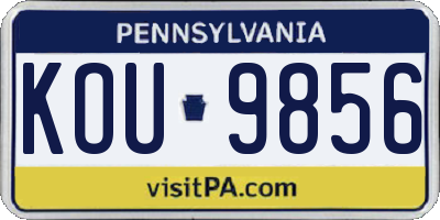 PA license plate KOU9856