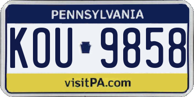 PA license plate KOU9858
