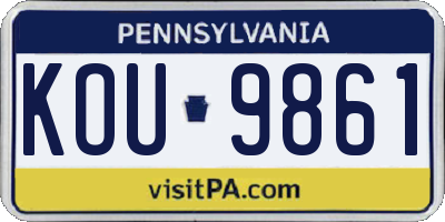 PA license plate KOU9861