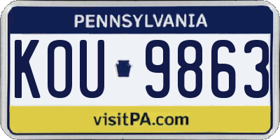 PA license plate KOU9863