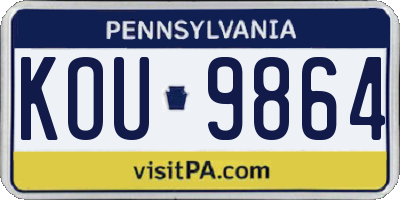 PA license plate KOU9864
