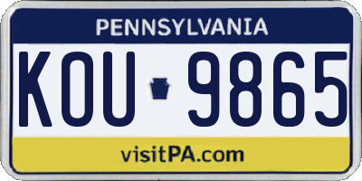PA license plate KOU9865