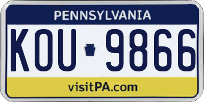 PA license plate KOU9866