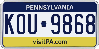 PA license plate KOU9868