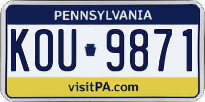 PA license plate KOU9871