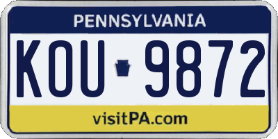 PA license plate KOU9872