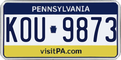 PA license plate KOU9873
