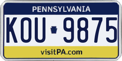 PA license plate KOU9875