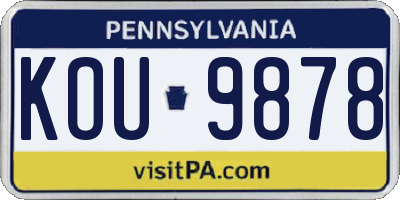 PA license plate KOU9878