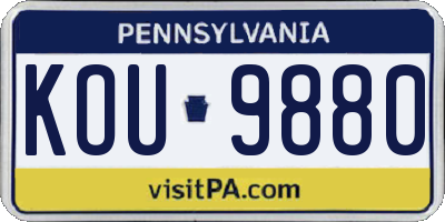 PA license plate KOU9880