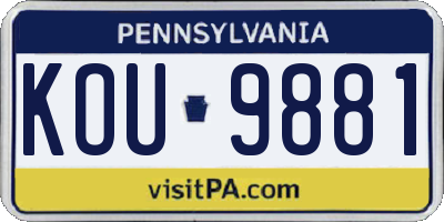 PA license plate KOU9881