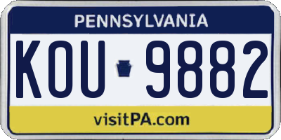 PA license plate KOU9882