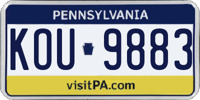 PA license plate KOU9883