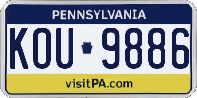 PA license plate KOU9886