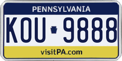 PA license plate KOU9888