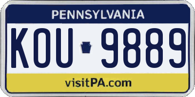 PA license plate KOU9889